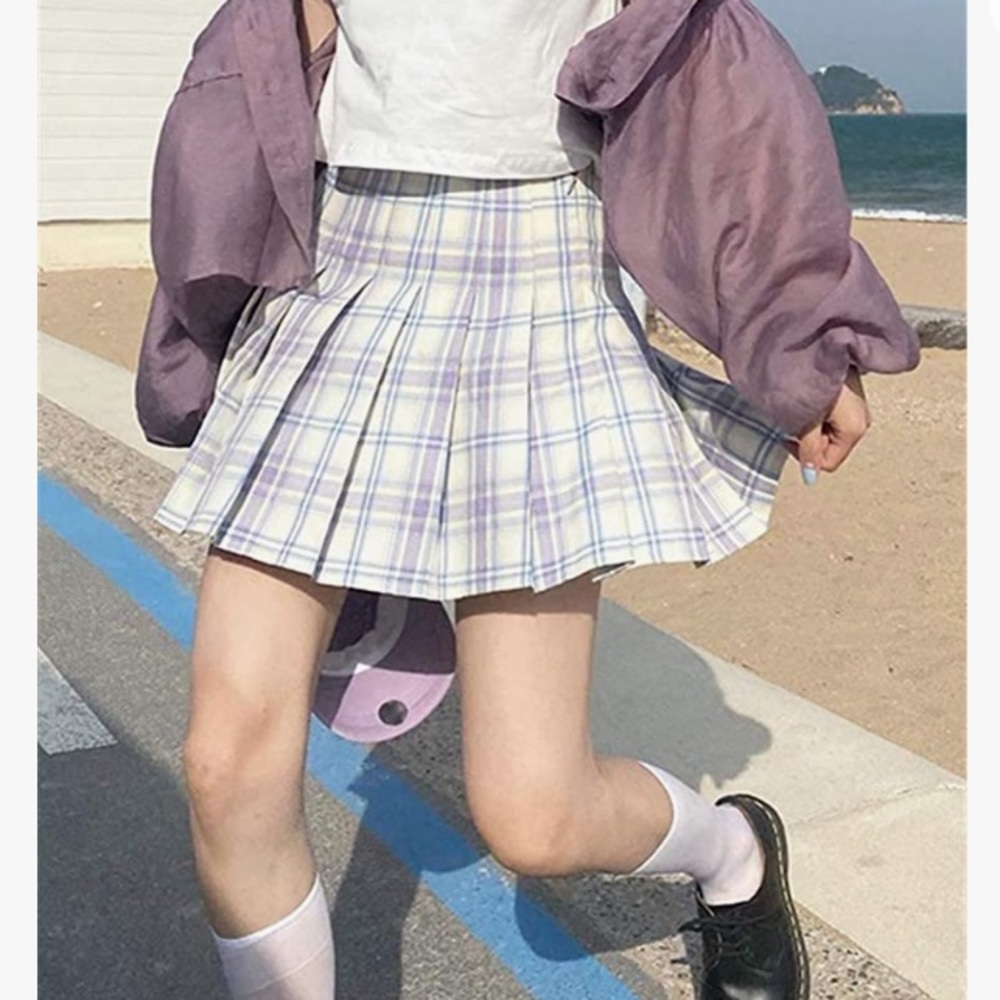 Plaid High Waist Pleated Skirt